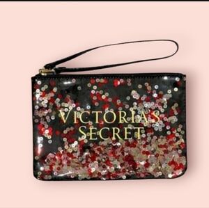Victoria's secret Black sequin wristlet Pouch new